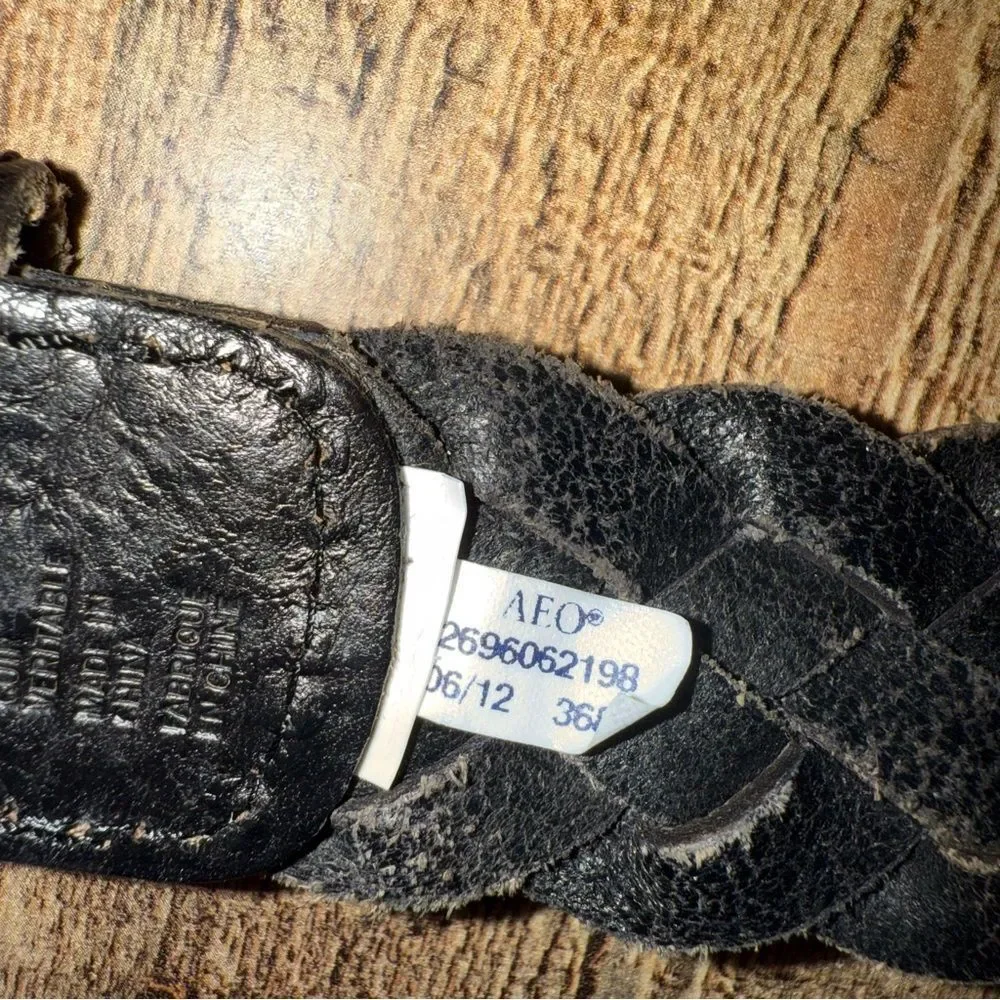 American Eagle Brown Leather Belt Braided Boho Y2K Western Concert M/L
